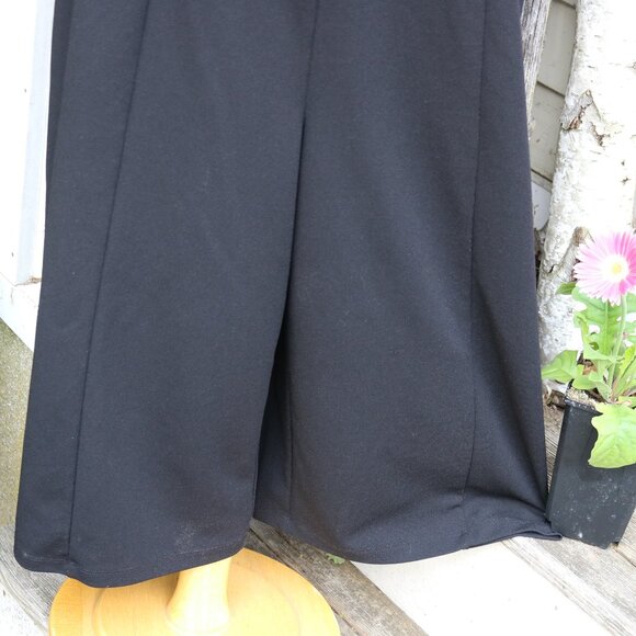 Du Jour Petite Black V-Neck Flutter Sleeve Wide Leg Stretch Crepep Romper Sz XLP - Picture 3 of 9